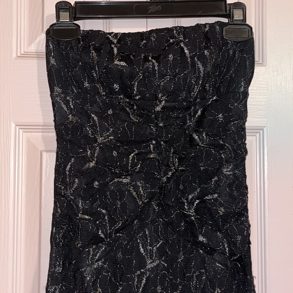 Le Chateau 2000s Midi Dress Black Lace w Silver Accents. Size Extra Small XS - Picture 3 of 7